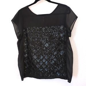 Gap Black Sheer Sequin Top